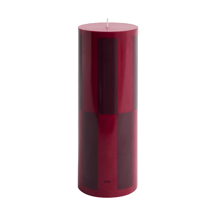Column Candle pöytäkynttilä large 25 cm - Wine-bordeaux large check. - HAY