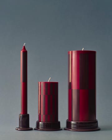 Column Candle pöytäkynttilä large 25 cm - Wine-bordeaux large check. - HAY
