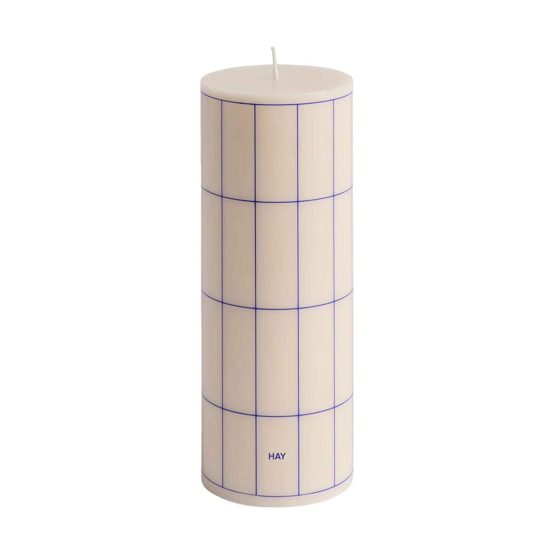 Column Candle -pöytäkynttilä medium 20 cm, Off white-blue grid check HAY