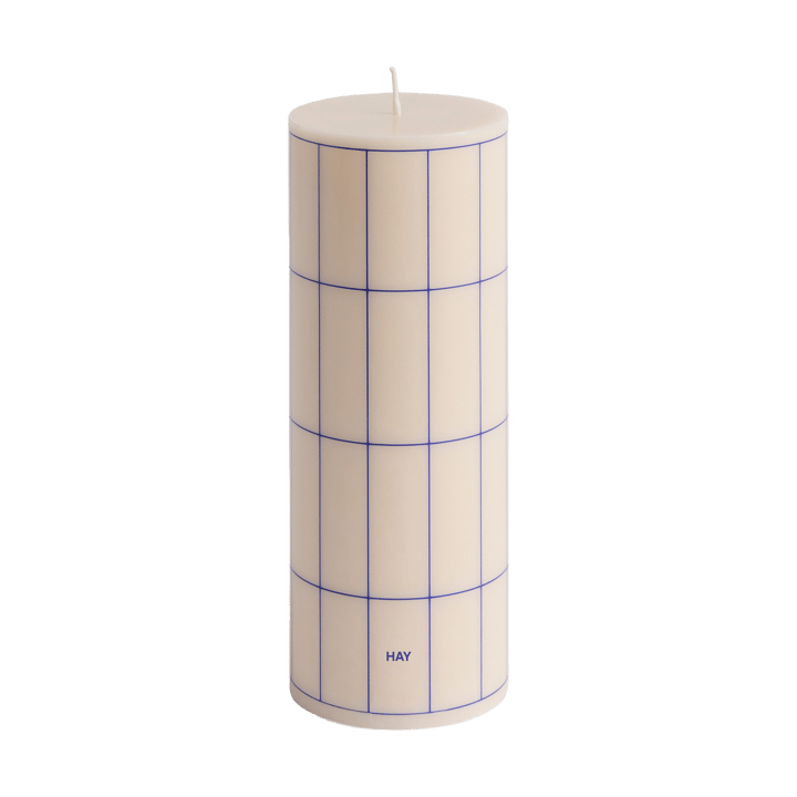 Column Candle -pöytäkynttilä medium 20 cm - Off white-blue grid check - HAY
