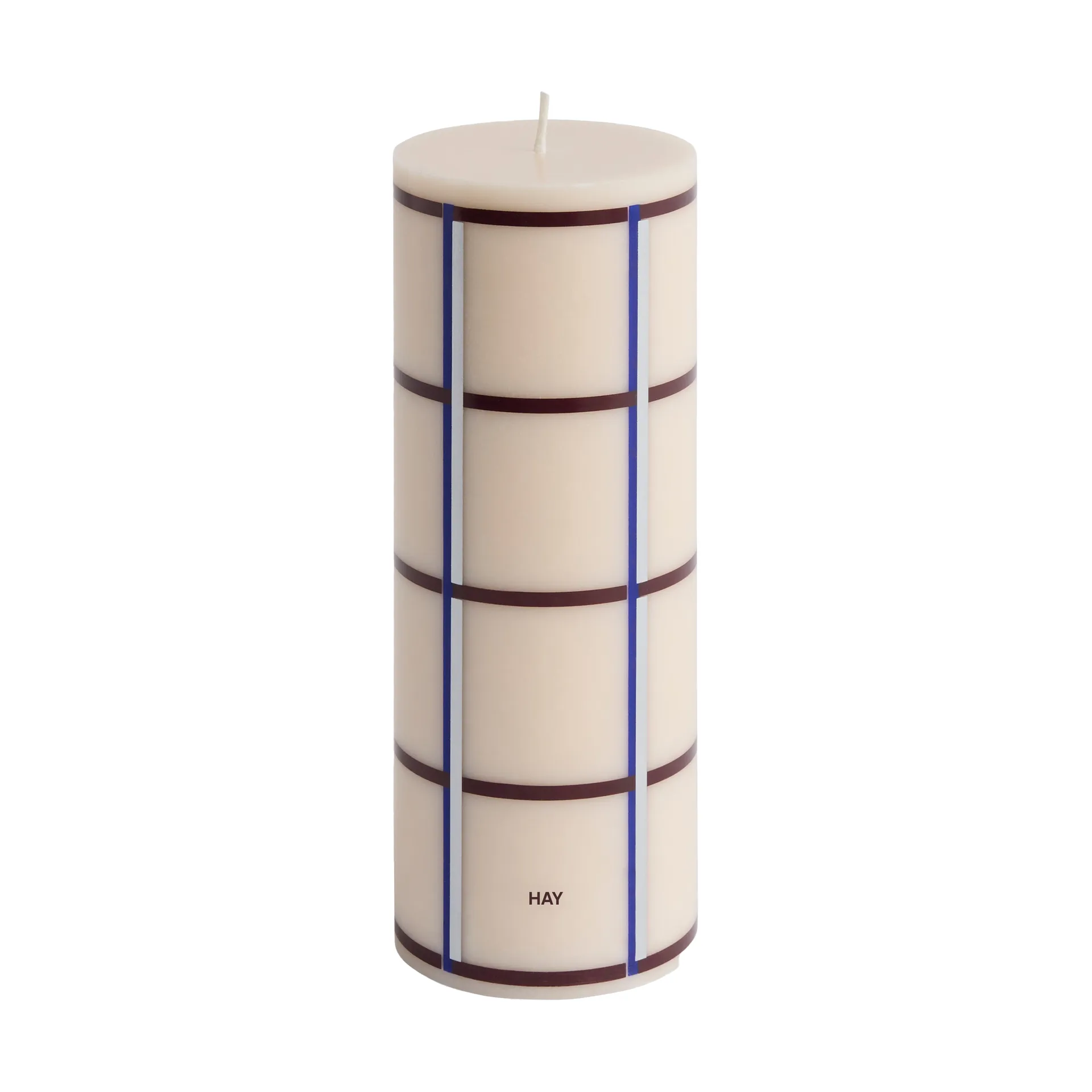 Column Candle -pöytäkynttilä medium 20 cm, Off white-bordeaux-blue-silver HAY