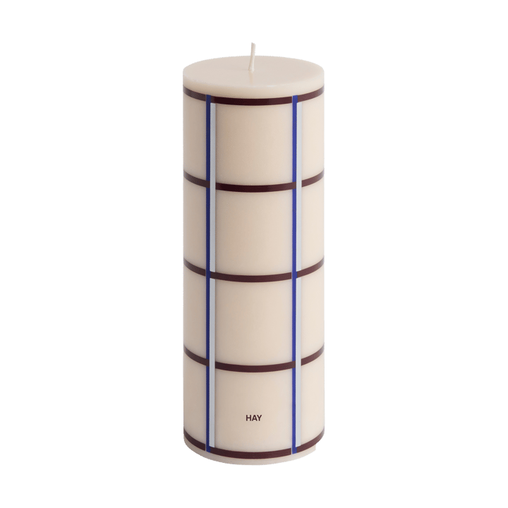 Column Candle -pöytäkynttilä medium 20 cm - Off white-bordeaux-blue-silver - HAY