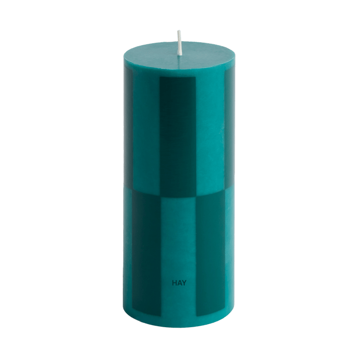 Column Candle pöytäkynttilä small 15 cm - Green-dark green iso ruutukuvio. - HAY