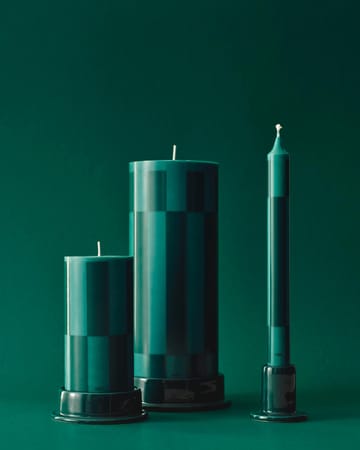 Column Candle pöytäkynttilä small 15 cm - Green-dark green iso ruutukuvio. - HAY