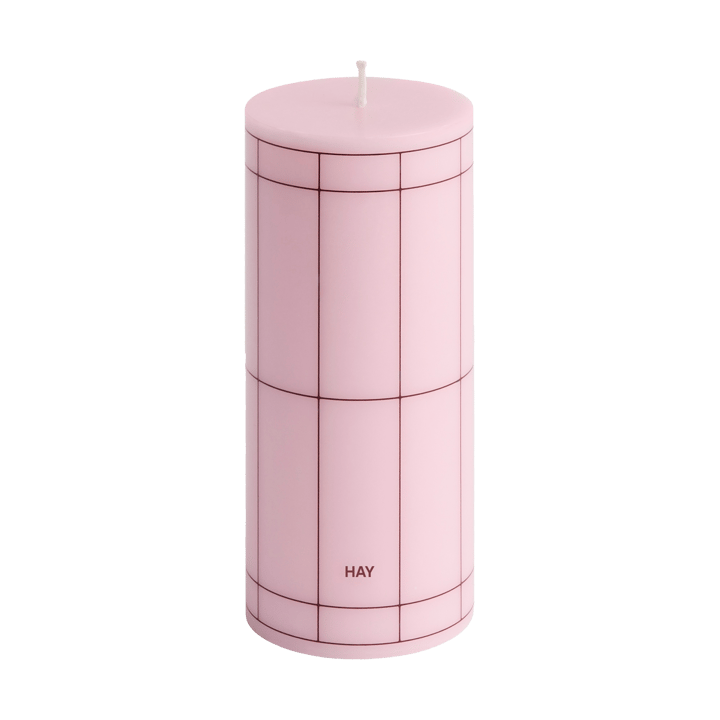 Column Candle pöytäkynttilä small 15 cm - Light pink-bordeaux grid - HAY