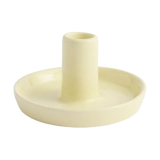 Disc kynttilänjalka - Lime white, Ø7×4 cm - HAY