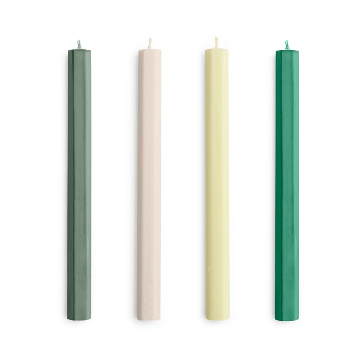 Hexagon Candle kynttilä mix 4-pack - Greens-whites - HAY