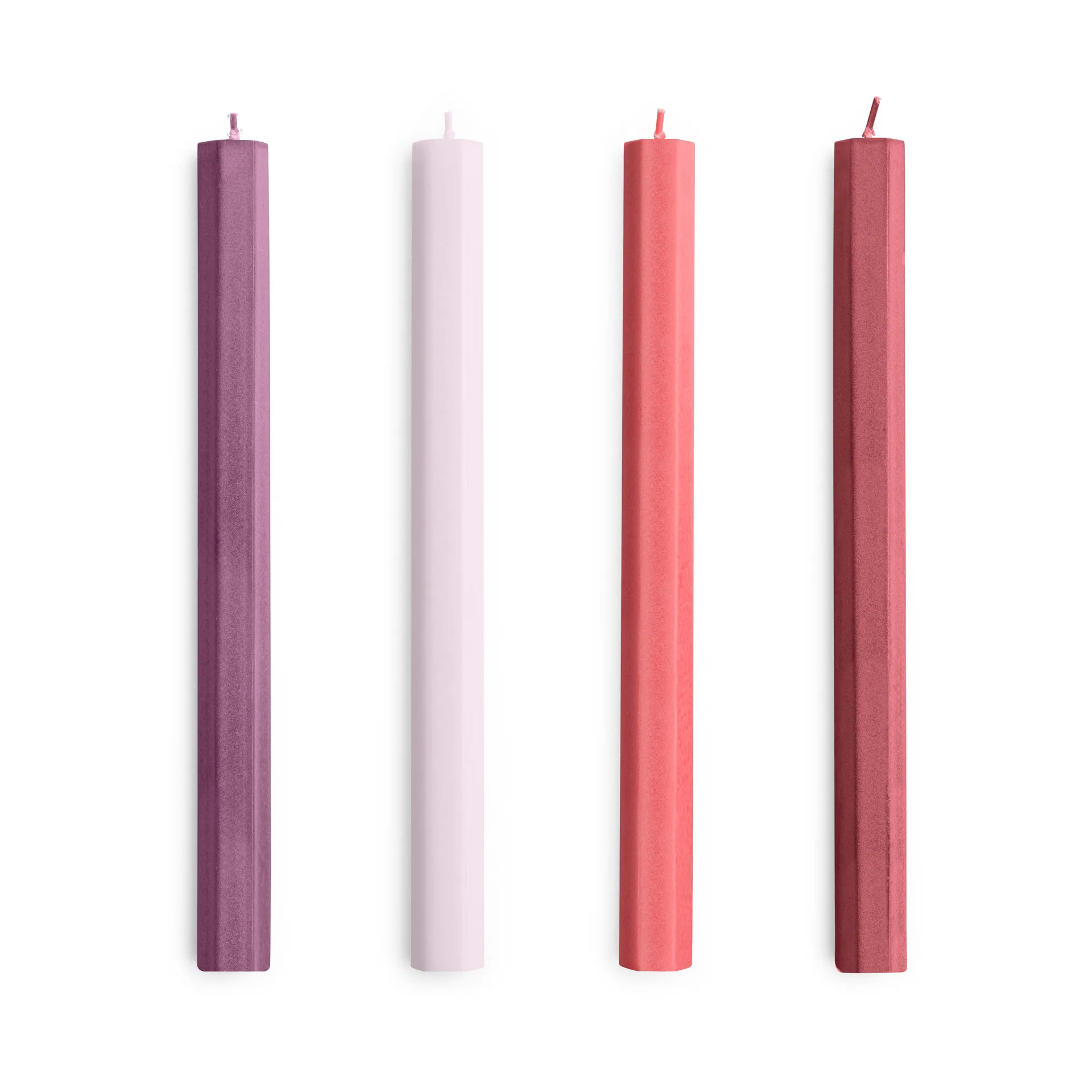 Hexagon Candle kynttilä mix 4-pack, Reds-bordeaux. HAY