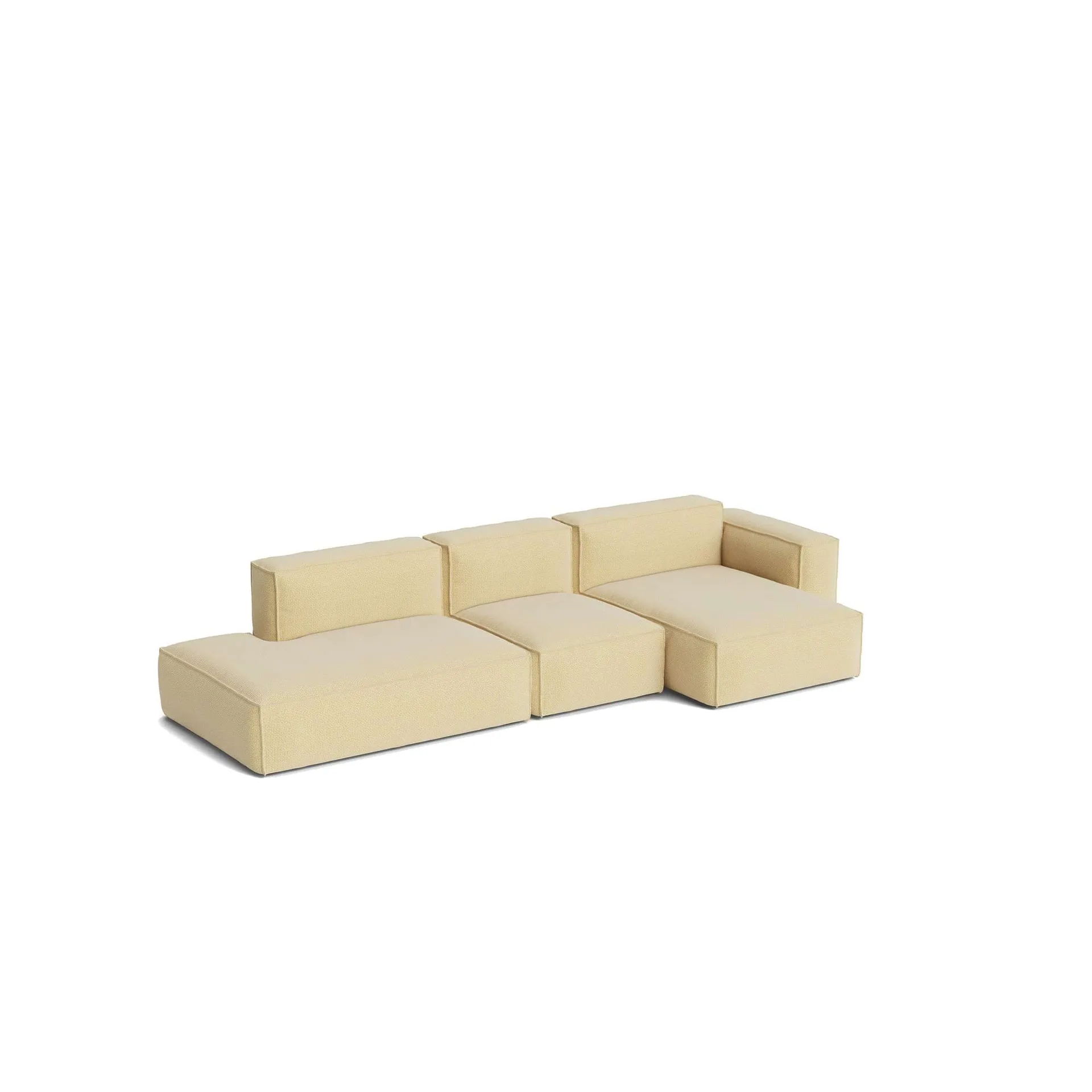 Mags Soft Low Armrest sohva 2,5-istuttava yhdistelmä 3, Tartaglia Ocre white, oikealle sijoitettu, irrotettava päällinen HAY