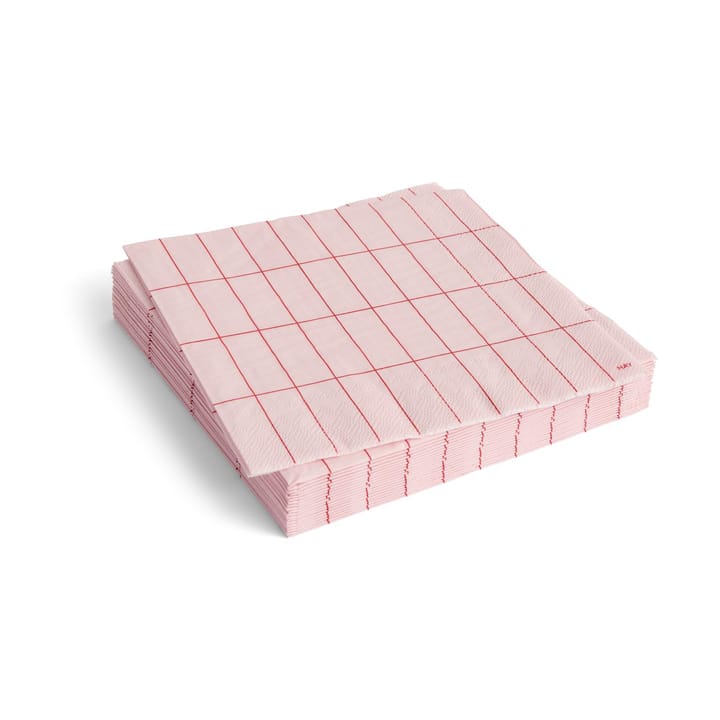 Pattern Dinner lautasliina 40x40 cm 20-pakkaus - Light pink-red grid - HAY