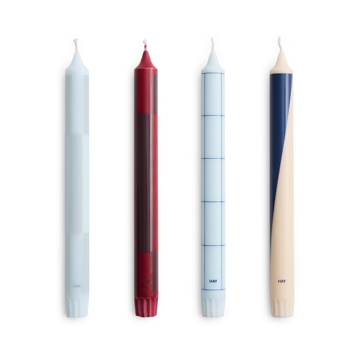 Pattern kynttilä mix 4-pack - Blues-bordeaux - HAY
