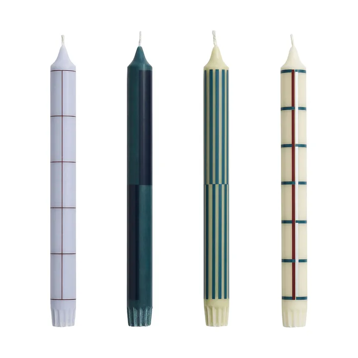 Pattern kynttiläsekoitus 4-pack - Vihreä–hopea - HAY