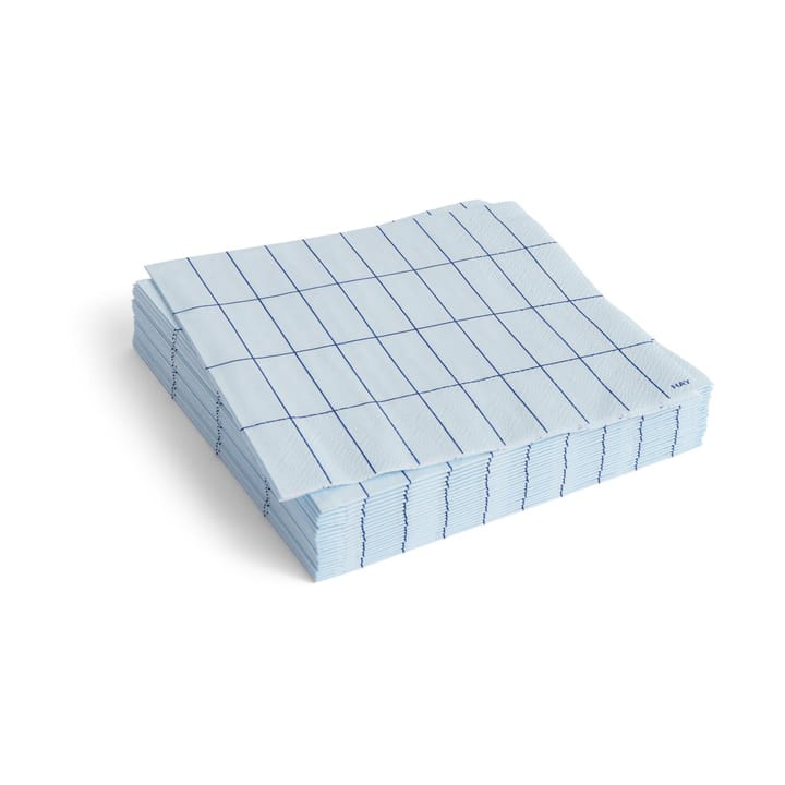 Pattern Lunch lautasliina 33x33 cm 20-pakkaus - Light blue-blue grid - HAY
