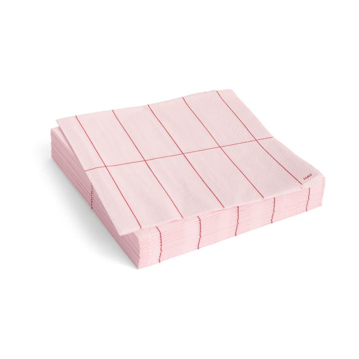 Pattern Lunch lautasliina 33x33 cm 20-pakkaus - Light pink-red grid - HAY