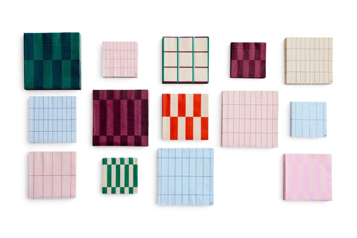 Pattern Lunch lautasliina 33x33 cm 20-pakkaus, Off white-blue grid HAY