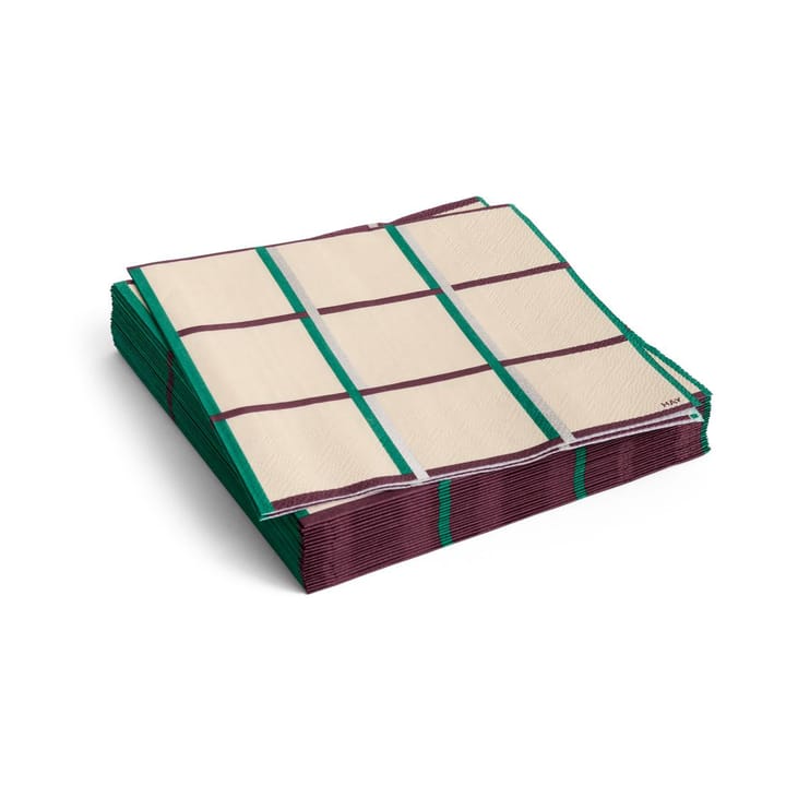 Pattern Lunch lautasliina 33x33 cm 20-pakkaus - Off white-silver-green braid check - HAY