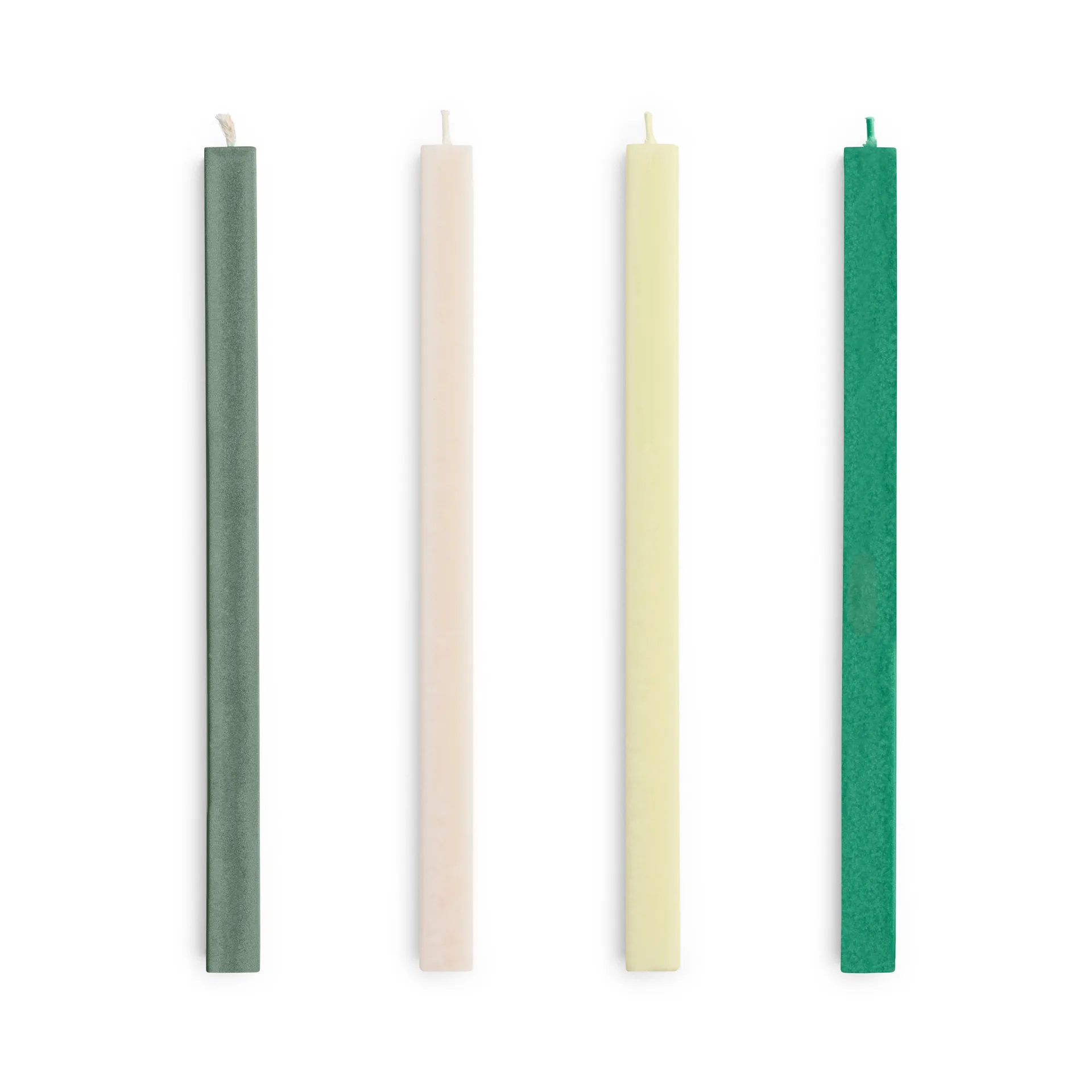 Square Candle kynttilä mix 4-pack, Greens-whites HAY