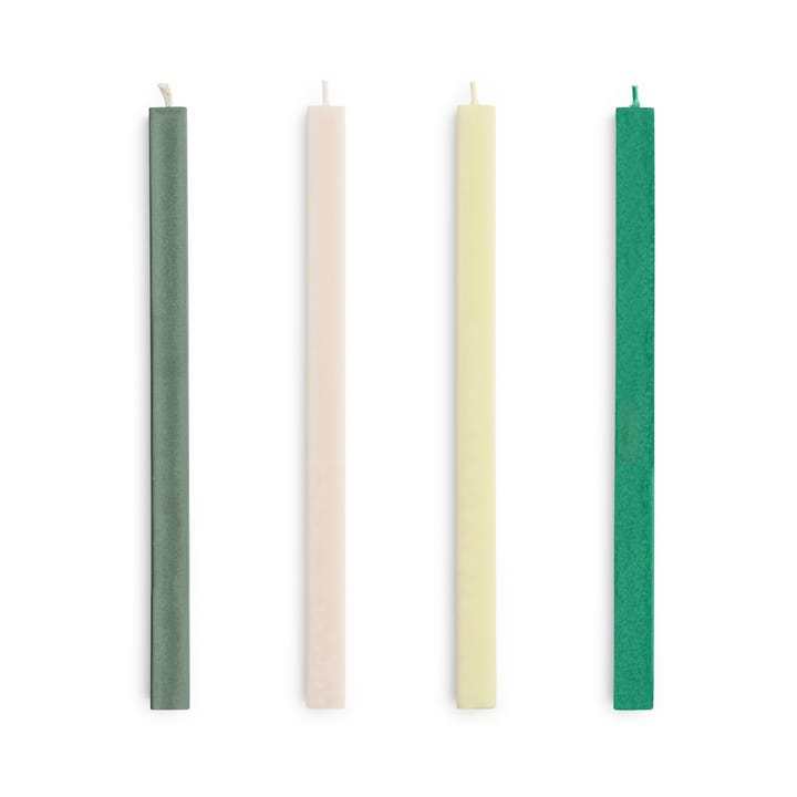 Square Candle kynttilä mix 4-pack - Greens-whites - HAY