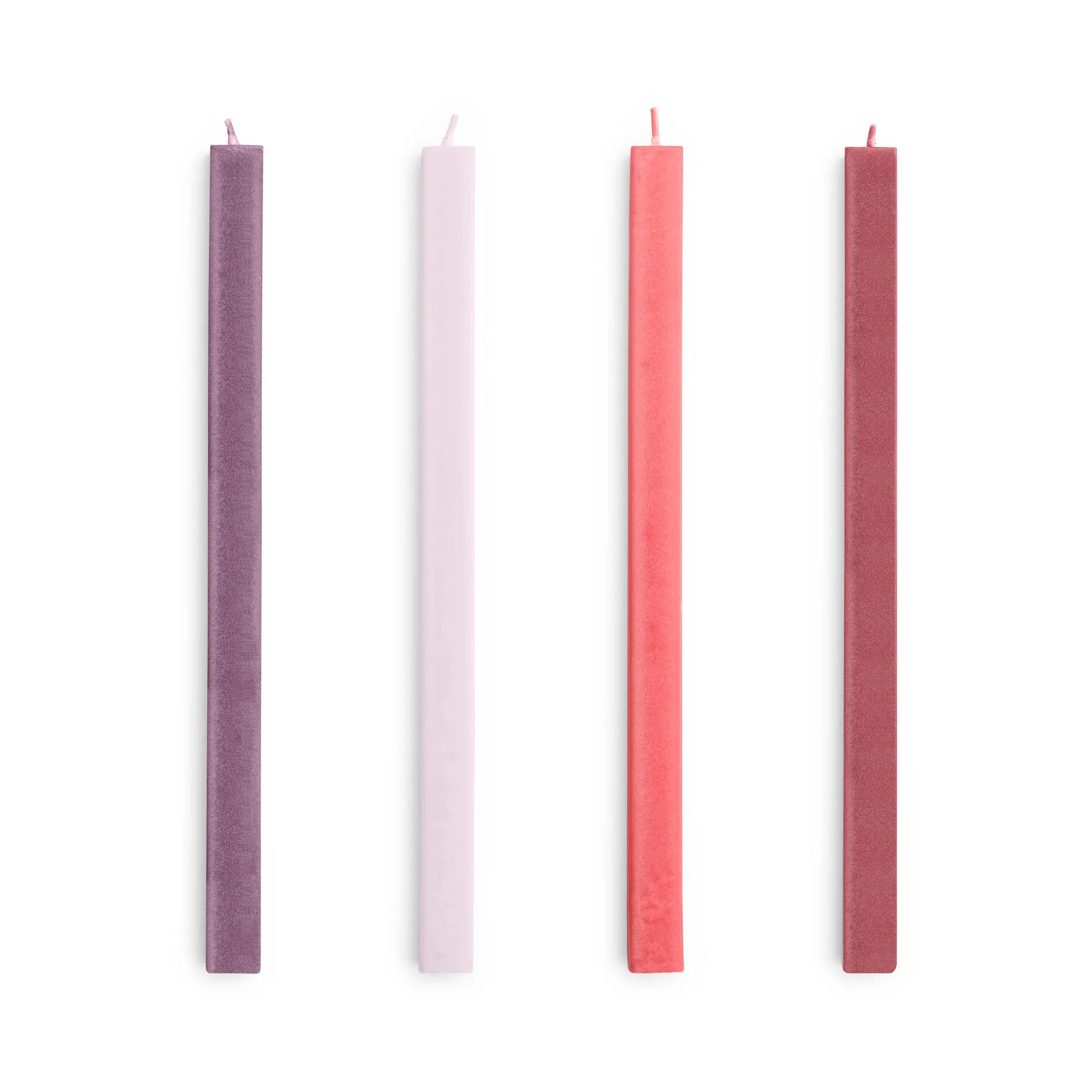 Square Candle kynttilä mix 4-pack, Reds-bordeaux. HAY