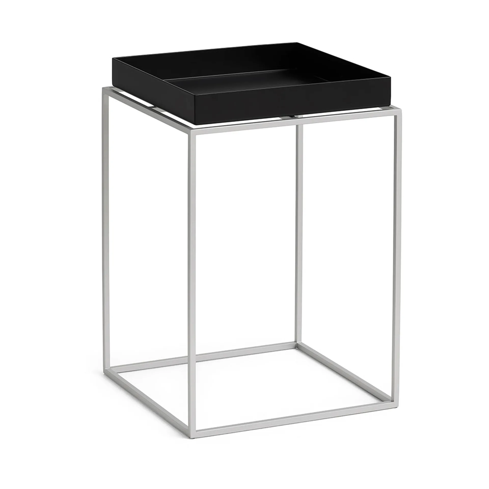 HAY Tray Table keskikokoinen tarjoilupöytä Black-silikoni harmaa, 30x30x44 cm