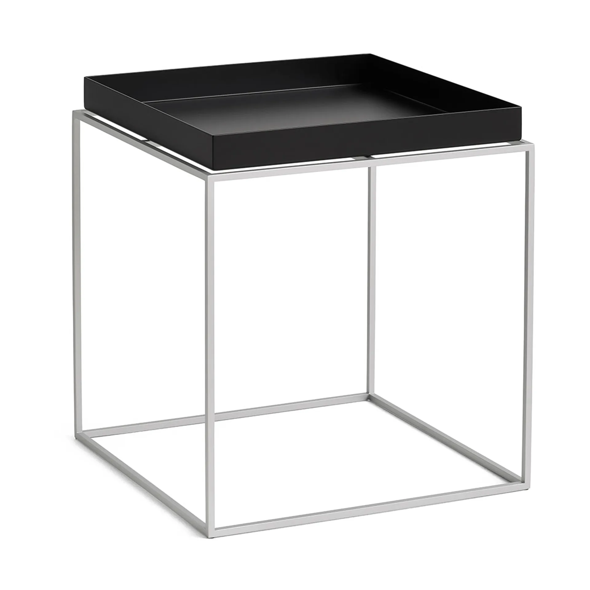 HAY Tray Table keskikokoinen tarjoilupöytä Black-silikoni harmaa, 40x40x44 cm