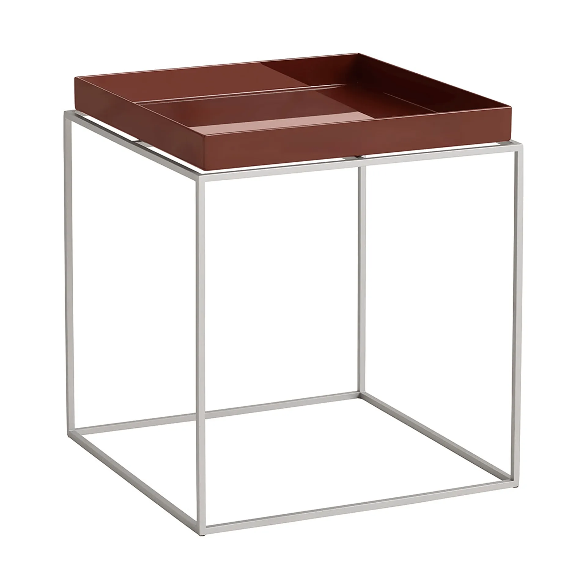 HAY Tray Table keskikokoinen tarjoilupöytä Chocolate-silikoni harmaa, 40x40x44 cm