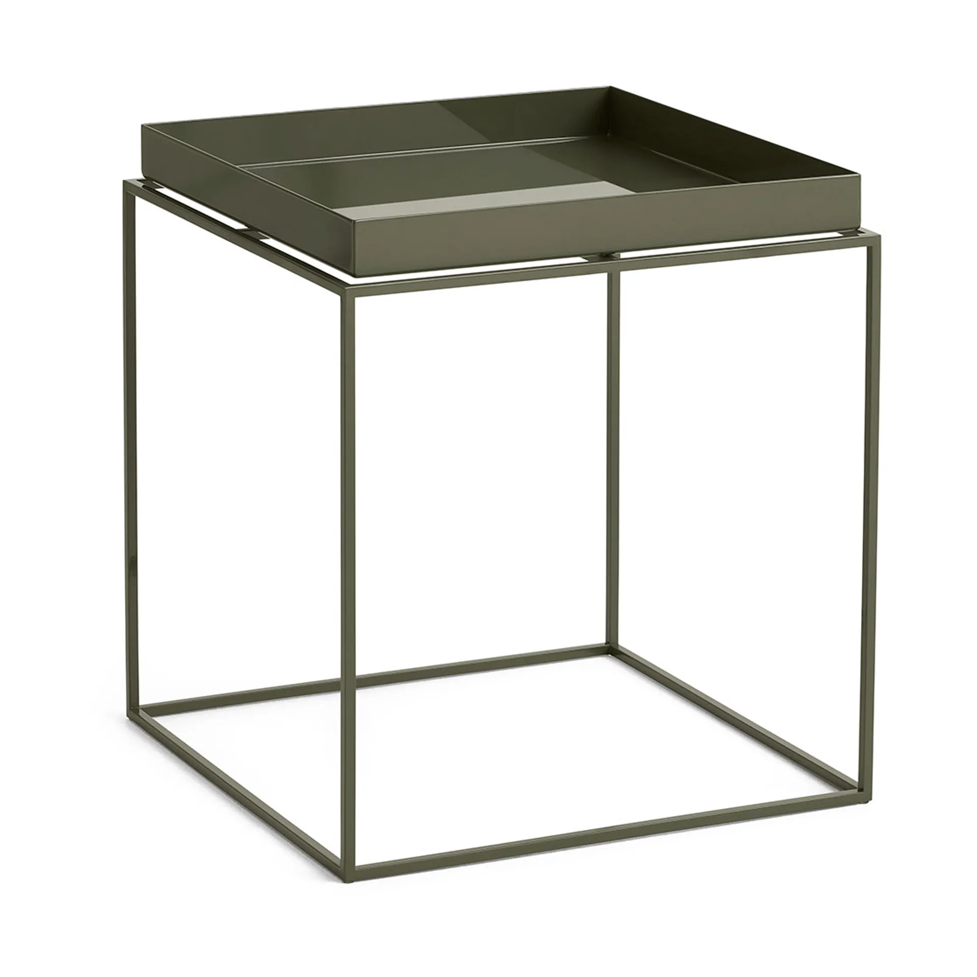 HAY Tray Table keskikokoinen tarjoilupöytä oliivinvihreä, 40x40x44 cm