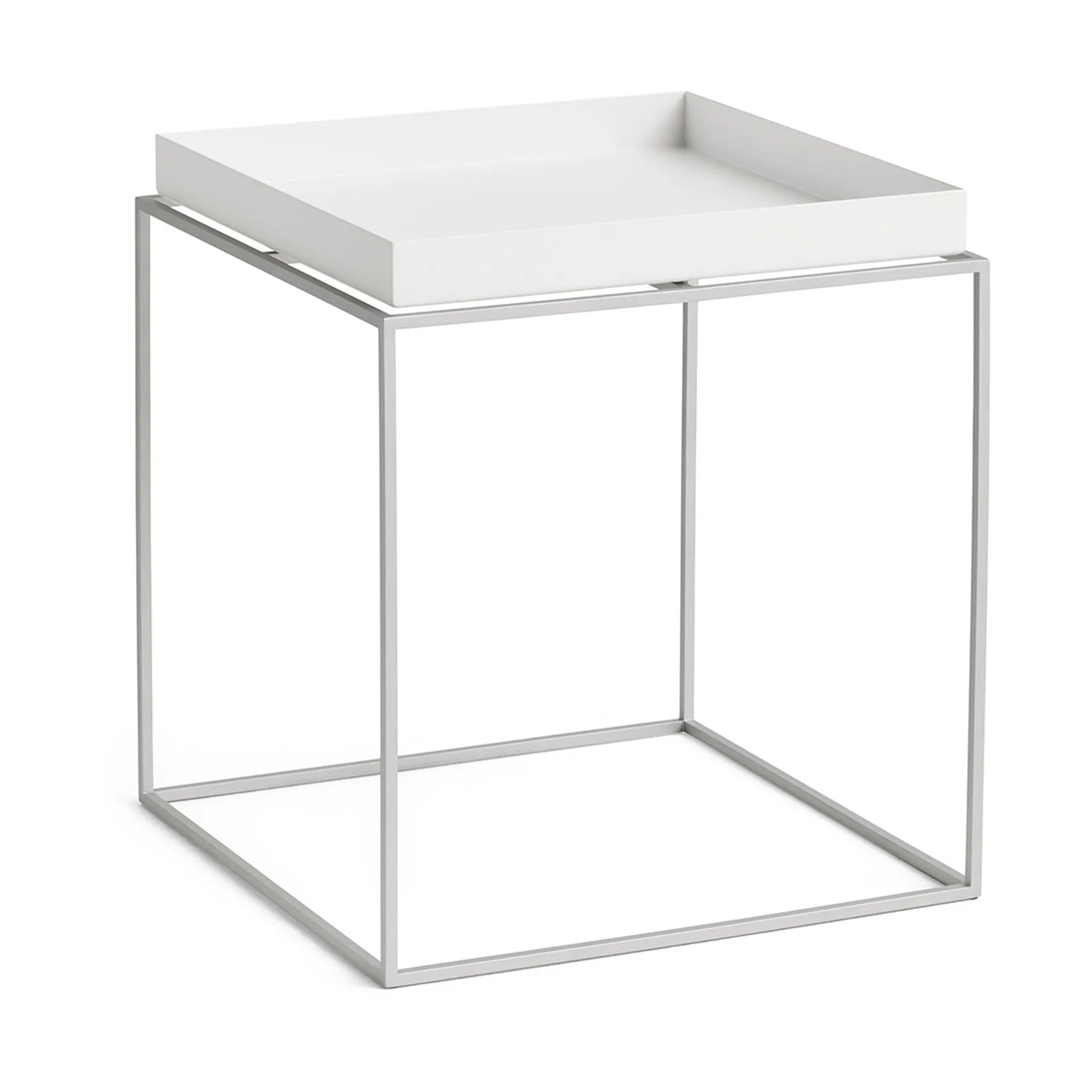 HAY Tray Table keskikokoinen tarjoilupöytä White-silikoni harmaa, 40x40x44 cm