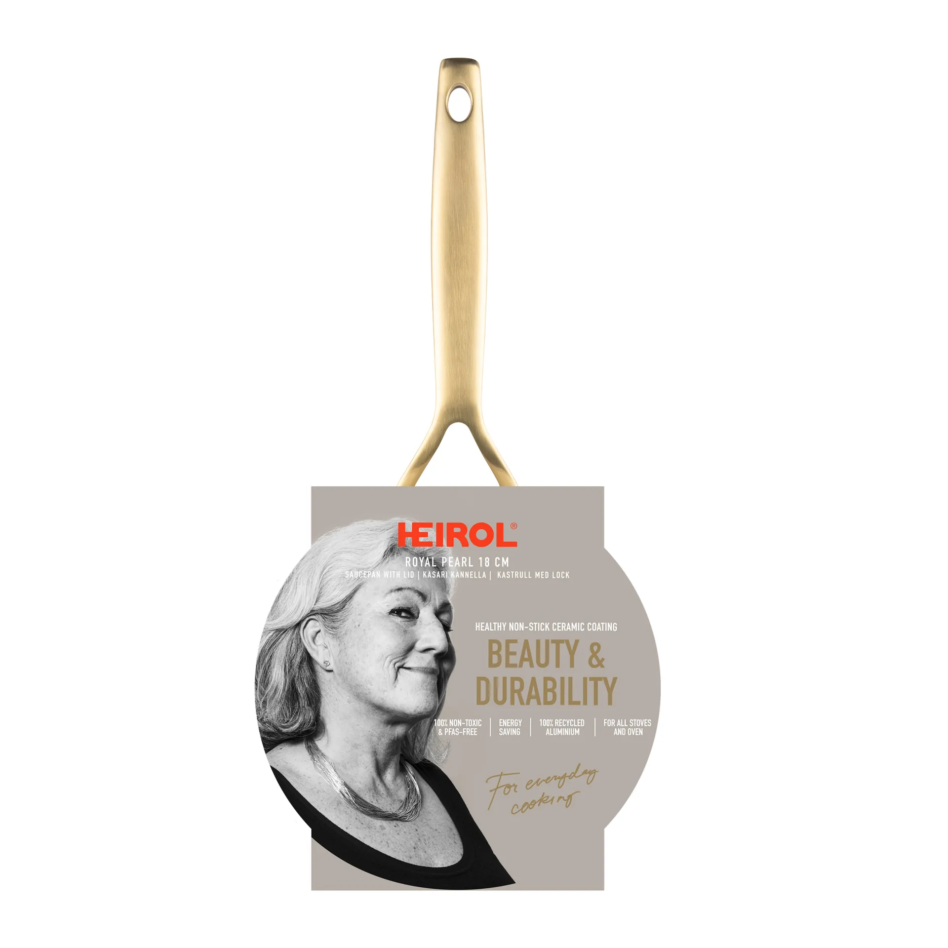 Heirol Royal Pearl kasari kannella Ø18 cm, Valkoinen-kulta Heirol