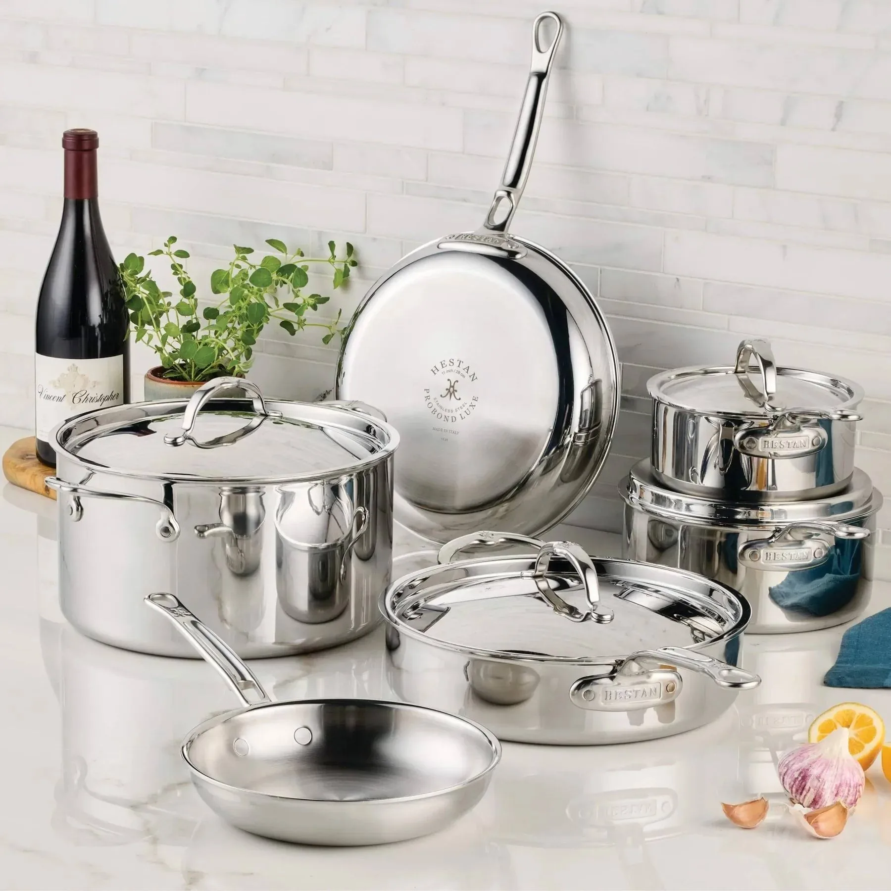 Hestan ProBond Luxe kattila- ja paistinpannusetti, Ruostumaton teräs, 10 osaa Hestan
