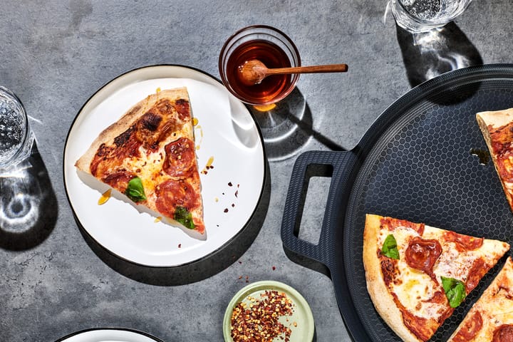 Hexclad pizzateräs pyöreä hybrid Ø35 cm, Ruostumatonta terästä-musta Hexclad