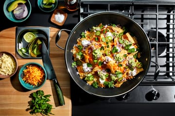 Hexclad wok-pannu kannella hybridi Ø36 cm - Ruostumatonta terästä-musta - Hexclad