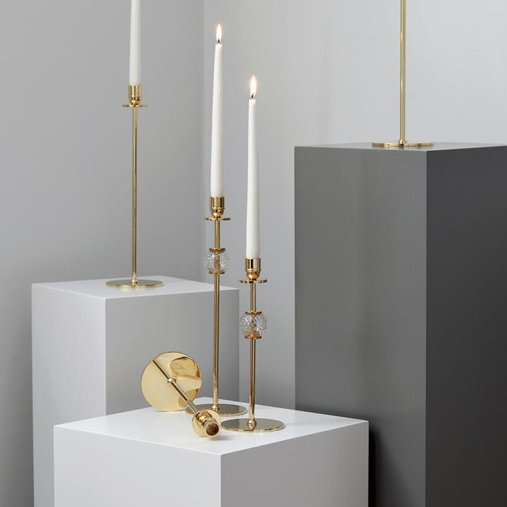 Alba kynttilänjalka 30 cm , Kiinteä messinki ja lasi Hilke Collection