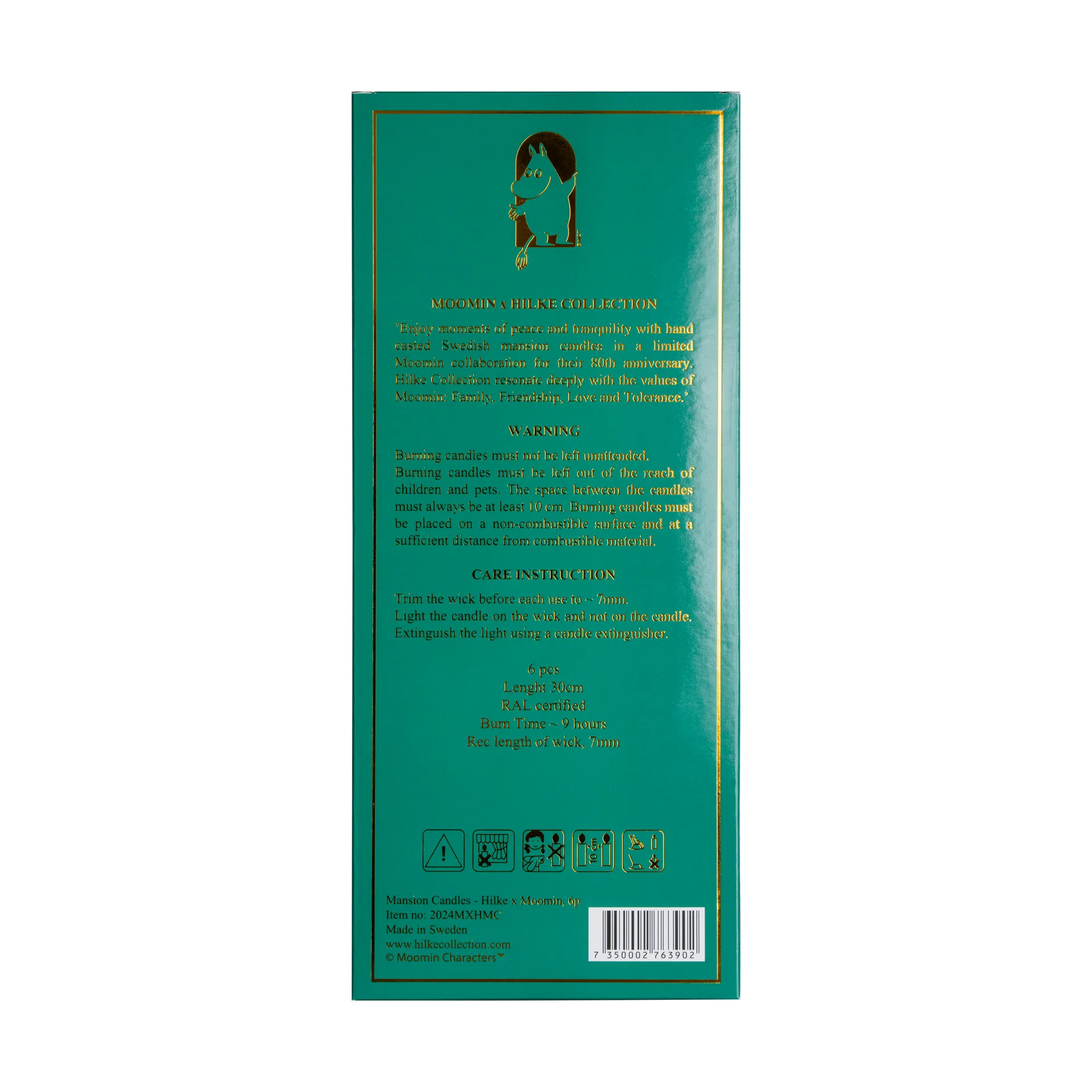 Herrgårdsljus kynttilät 30 cm 6-pakkaus, Muumi Hilke Collection