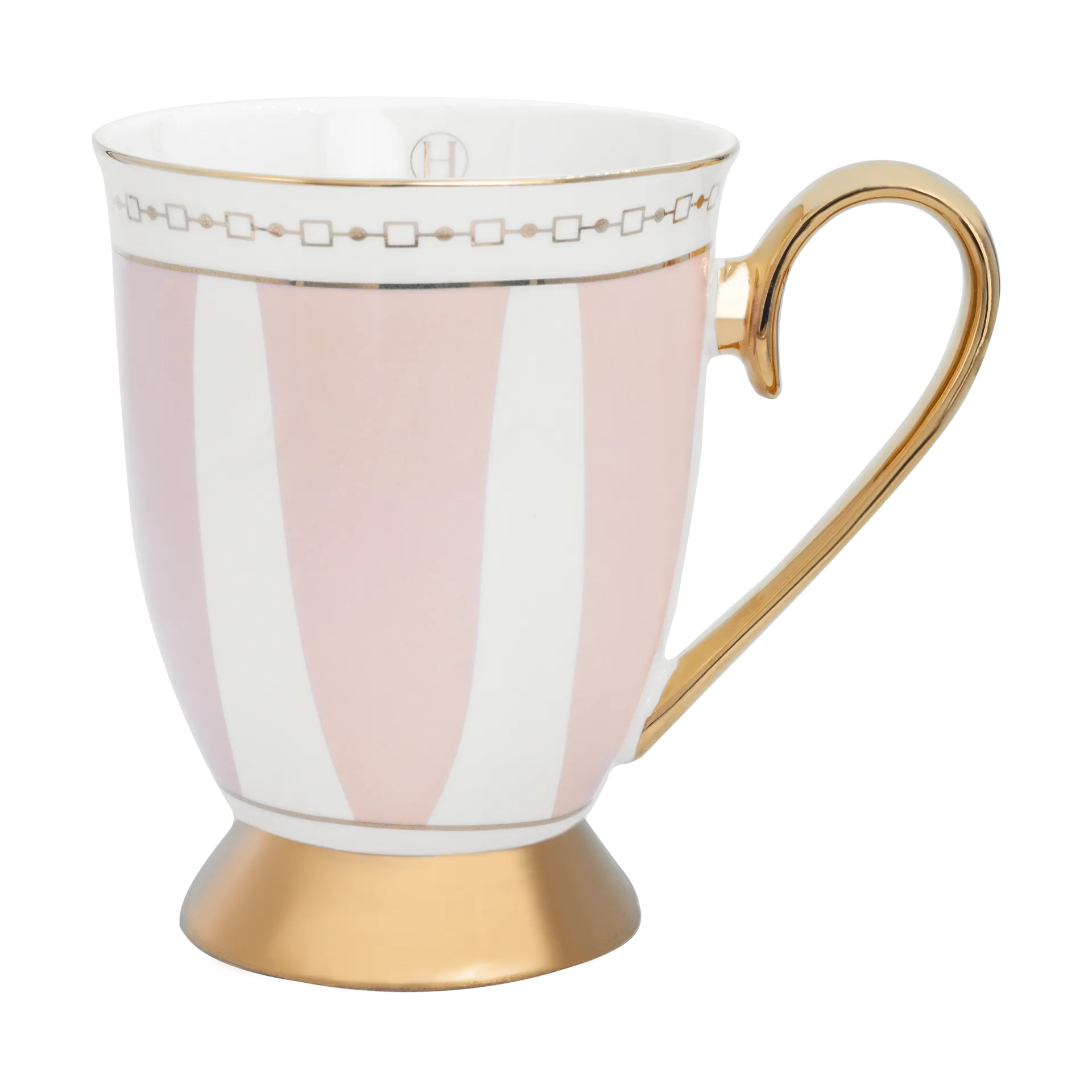 Strisce Rosa muki 28 cl, Vaaleanpunainen-valkoinen-kulta Hilke Collection