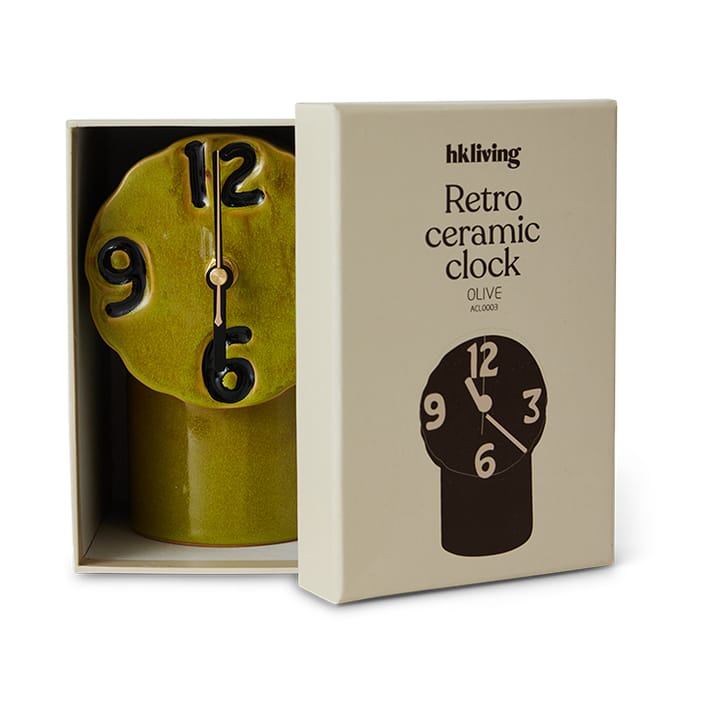 Retro keramiikkakello 18 cm, Oliivi HKliving