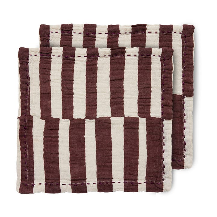 Striped puuvillainen lautasliina 30 x 30 cm 2-pakkaus, Burgundy HKliving