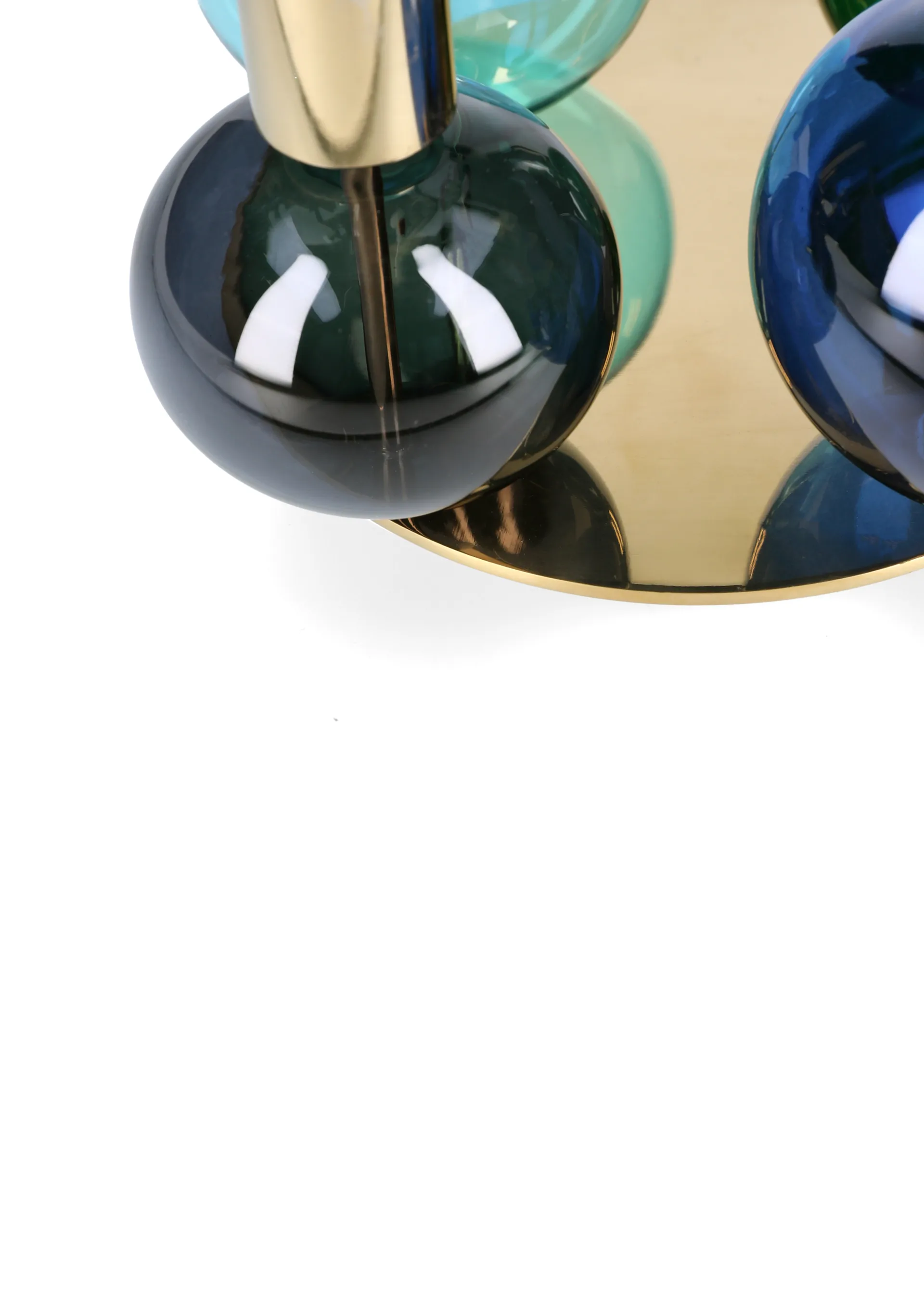 Bubble 4-haarainen kynttilänjalka Ø17,5x12 cm, Blå-grön-smoke Holmegaard