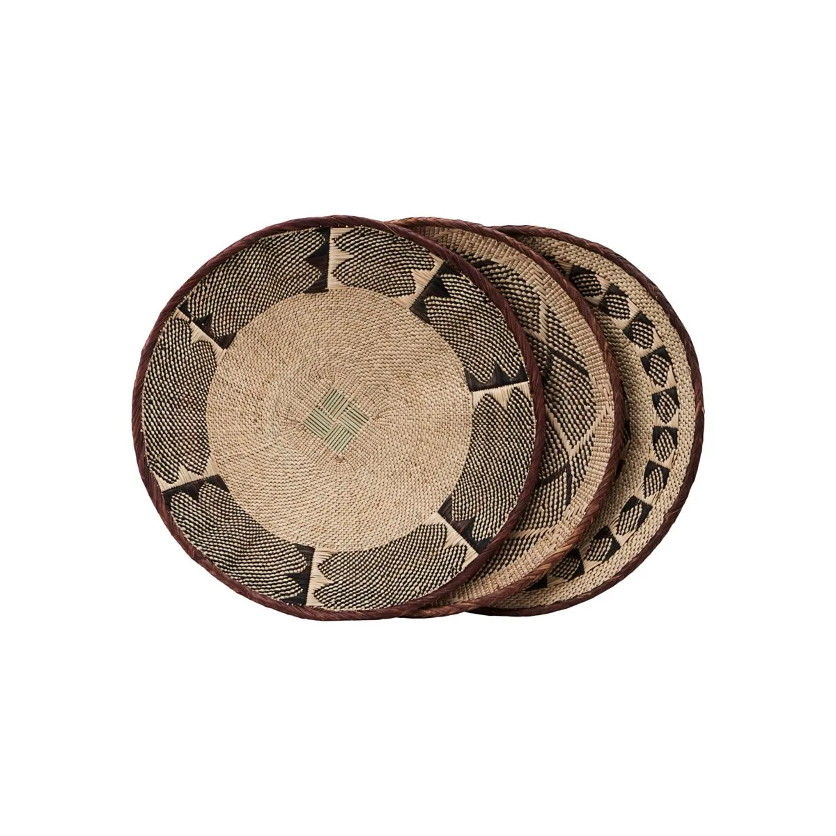 Tonga kori Ø38 cm setti 3 kpl, Luonnonmusta House Doctor