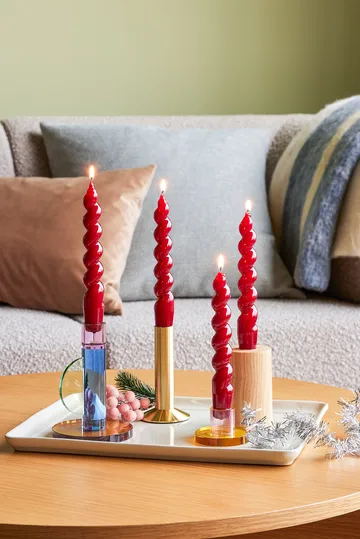 Astra-kynttilänjalka pieni - Pinkki-oranssi - Hübsch Interior