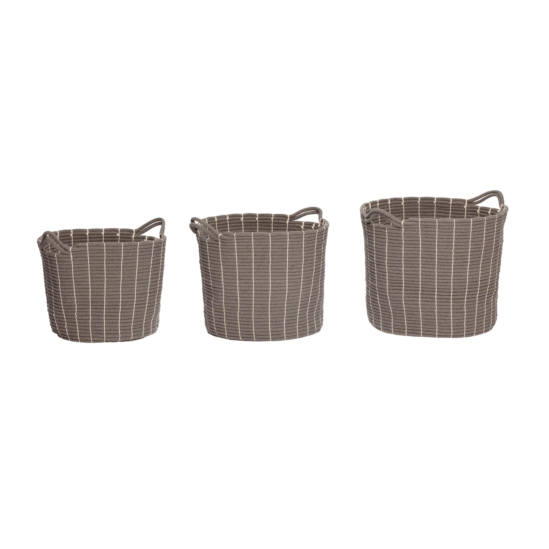 Puuvillakori kahvoilla 3-pack, Pyöreä-puuvilla Hübsch Interior