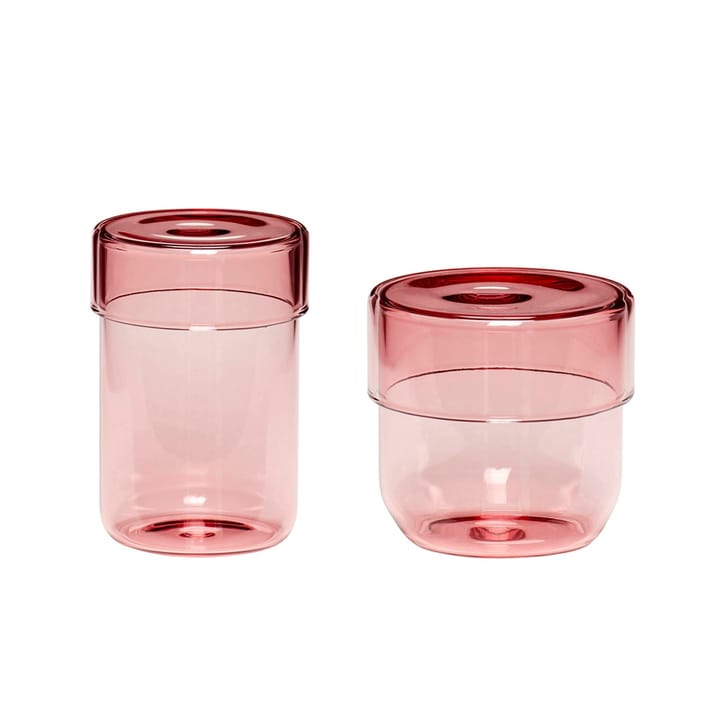 Säilytyspurkki lasia 2-pakkaus - Rosa - Hübsch