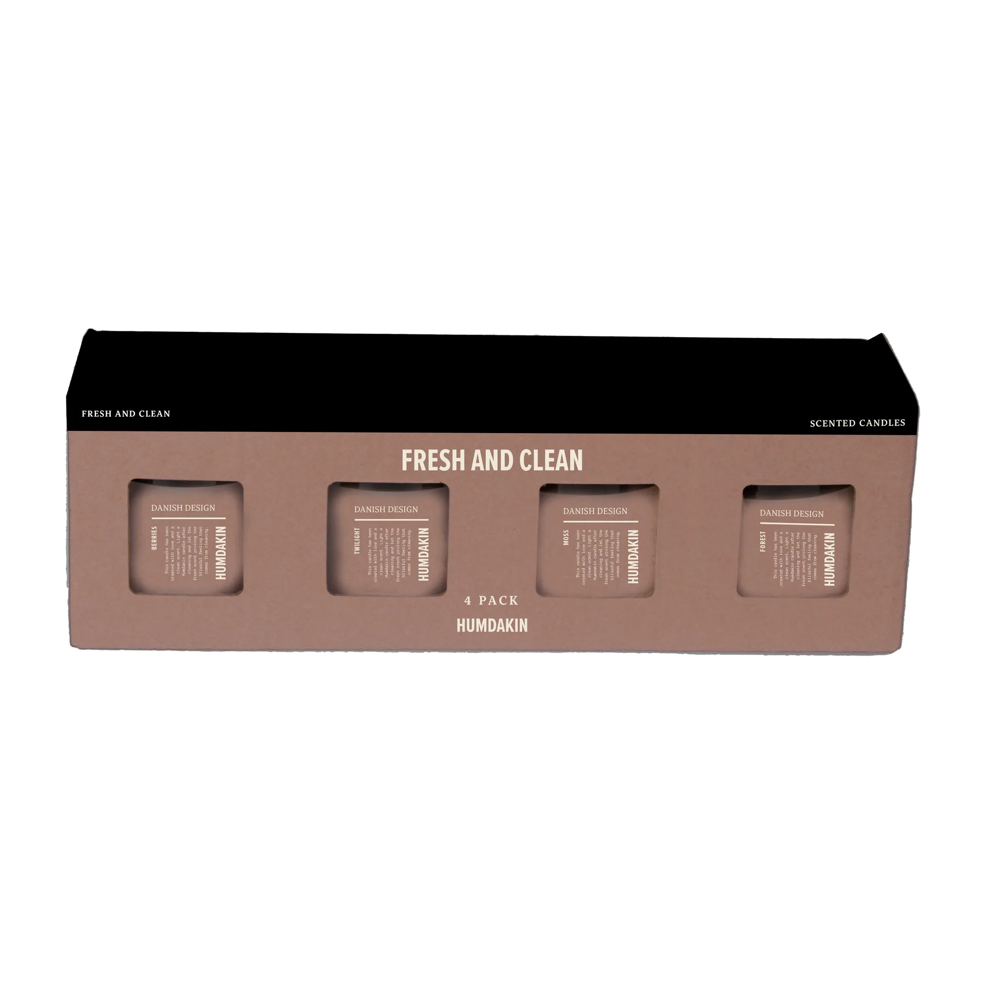 Humdakin tuoksukynttilä 4-pakkaus, Fresh and Clean - Pink Humdakin