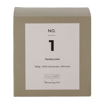 NO. 1 Parsley Lime -tuoksukynttilä - 390 g + Lahjarasia - Illume x Bloomingville