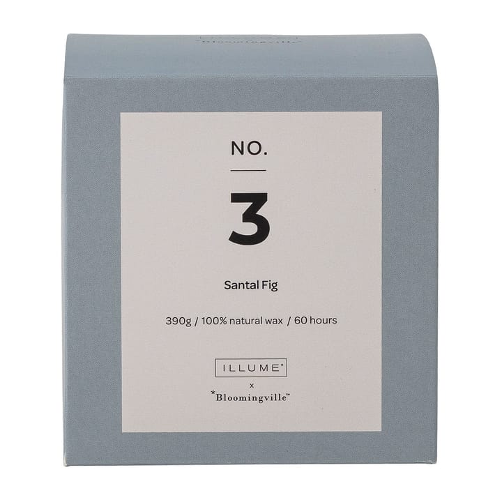 NO. 3 Santal Fig -tuoksukynttilä, 390 g + Lahjarasia Illume x Bloomingville
