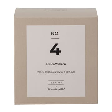 NO. 4 Lemon Verbena -tuoksukynttilä - 390 g + Lahjarasia - Illume x Bloomingville