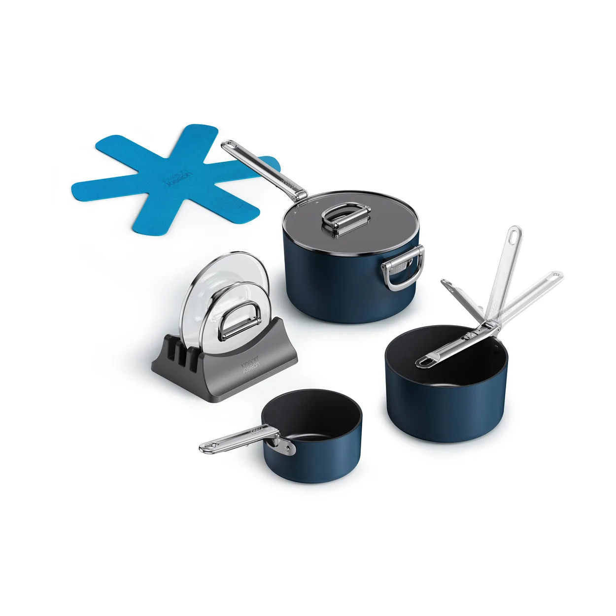 Joseph Joseph Space non stick kattilasetti, 8 osaa Sininen