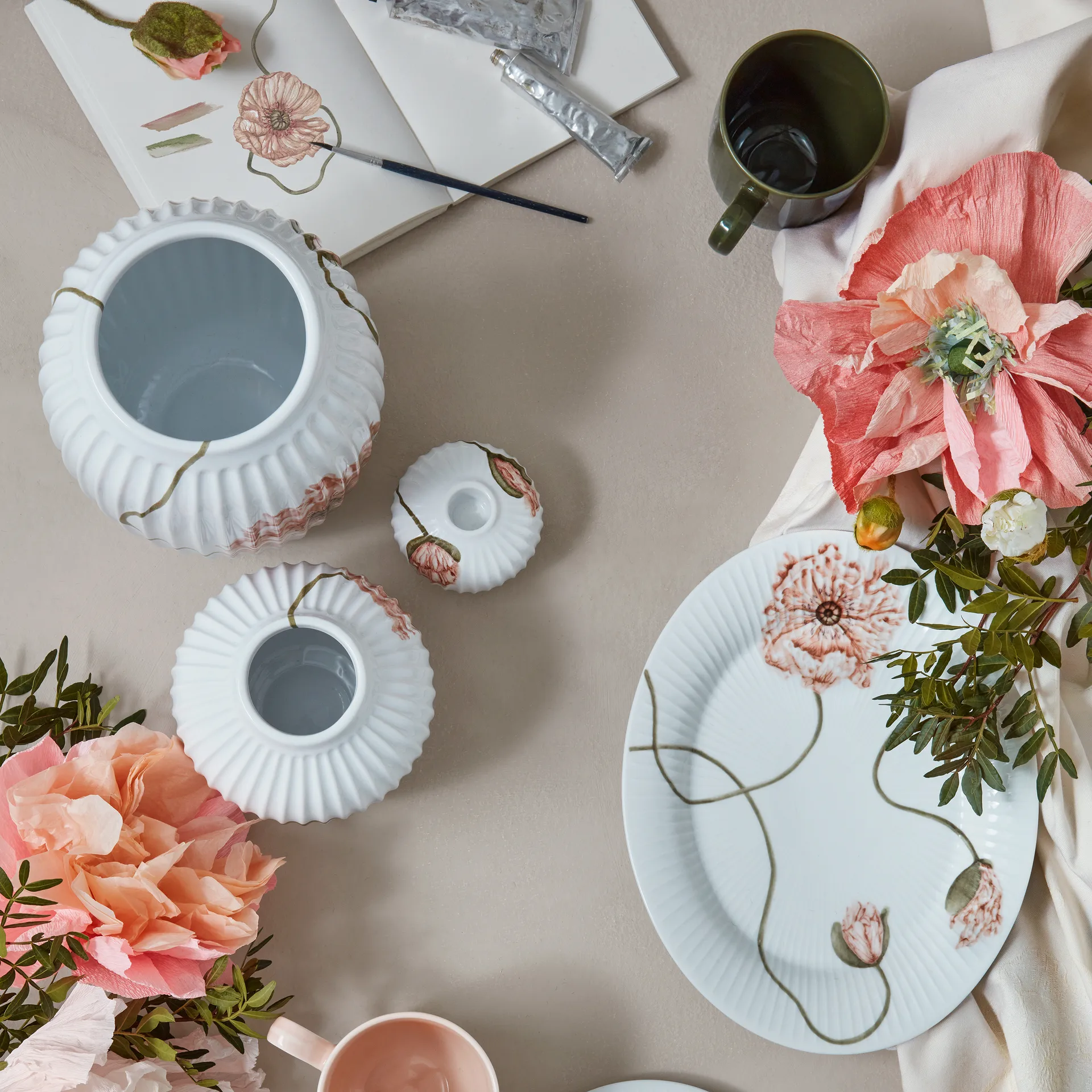 Hammershøi Poppy -kynttilänjalka Ø 7,5 cm, Valkoinen Kähler