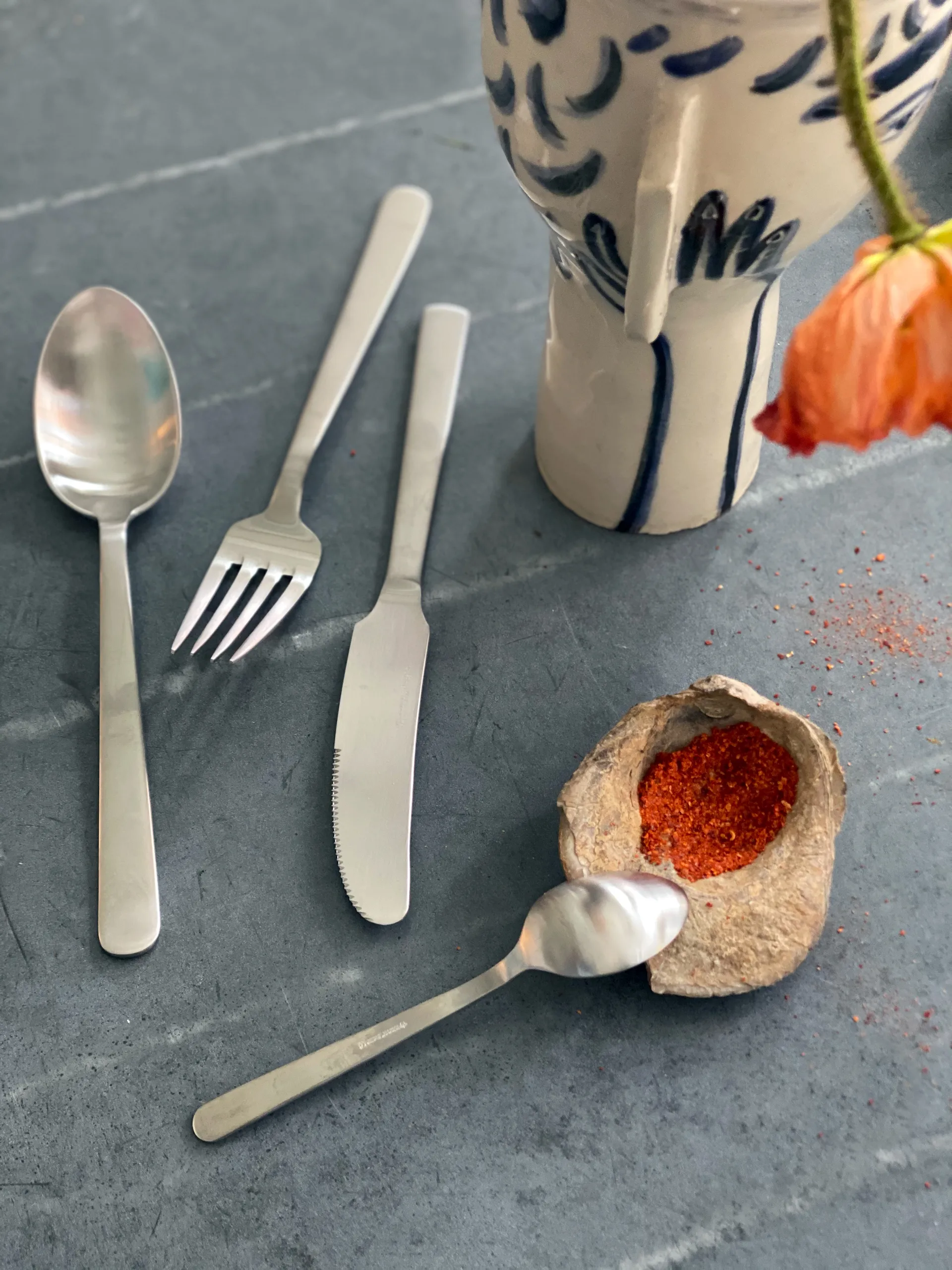 Grand Prix -aterinsetti 4 osaa, Polished steel Kay Bojesen