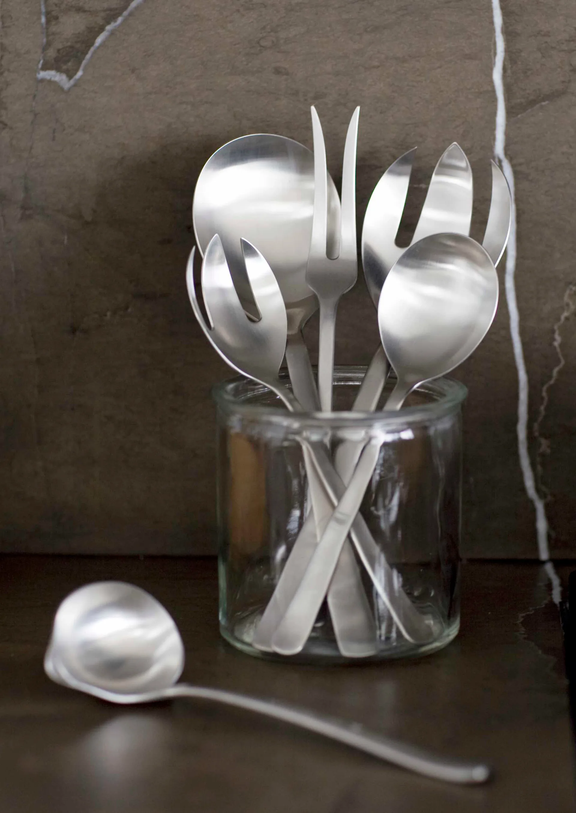 Grand Prix -salaattiottimet 18,5 cm 2 osaa, Matte steel Kay Bojesen